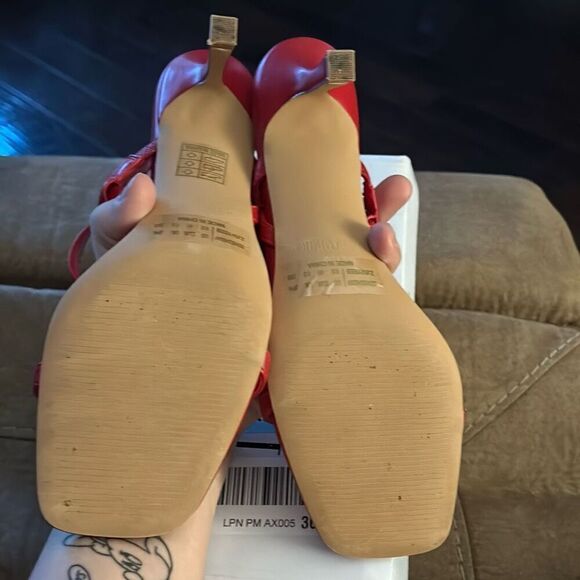 DREAM PAIRS Womens Slingback & Square Open Toe Strappy Heels. Red. Size 9.5. - Picture 5 of 8